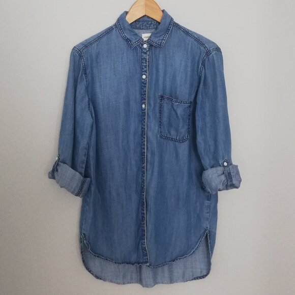 Sneak Peak Blue Denim Women's Button Up Long Sleeve Shirt Size Large - Picture 1 of 9